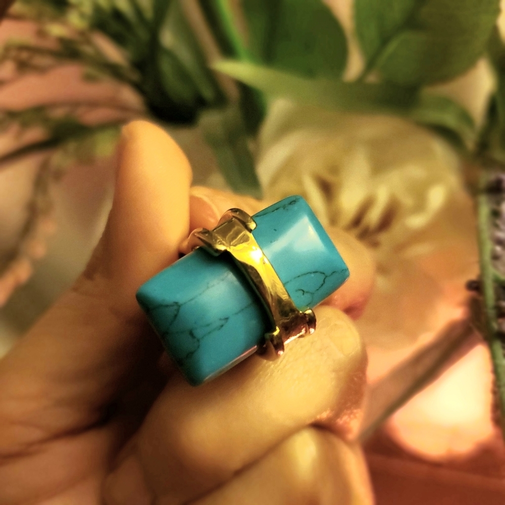 Turquoise and 18K Gold Statement Ring